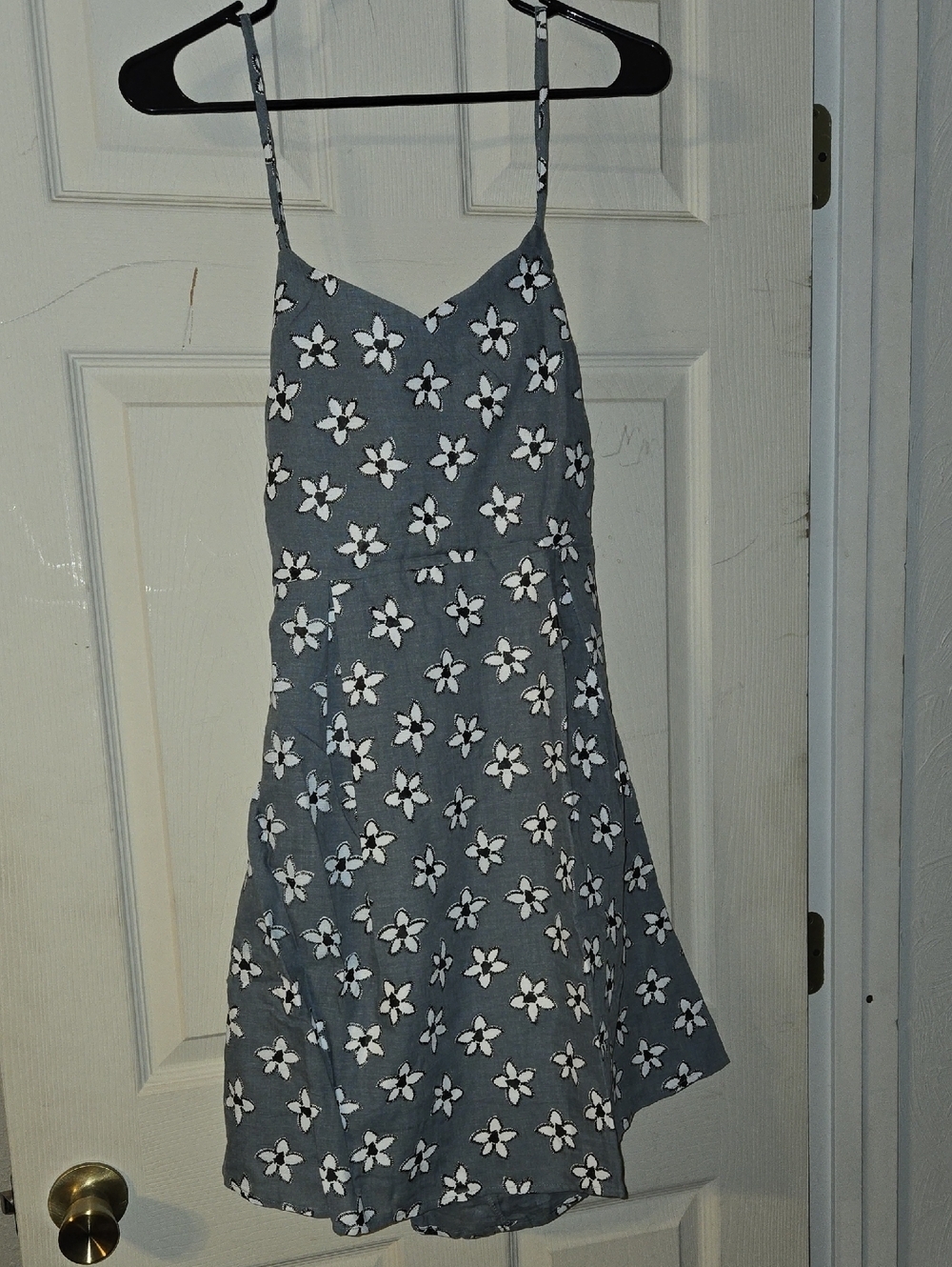 Hayden Light Blue Floral, Spagetti Strap, Double Tie Dress - M
